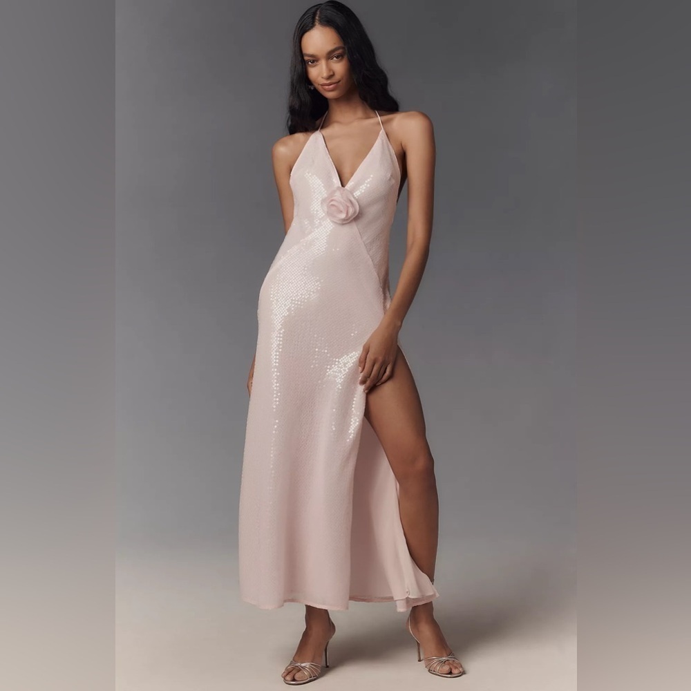 Anthropologie Bardot Aradia Sequin Halter Slip Dress Size 10